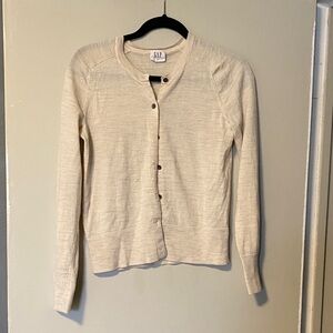 GAP Women's Beige Button-Up Cardigan fine merino wool
